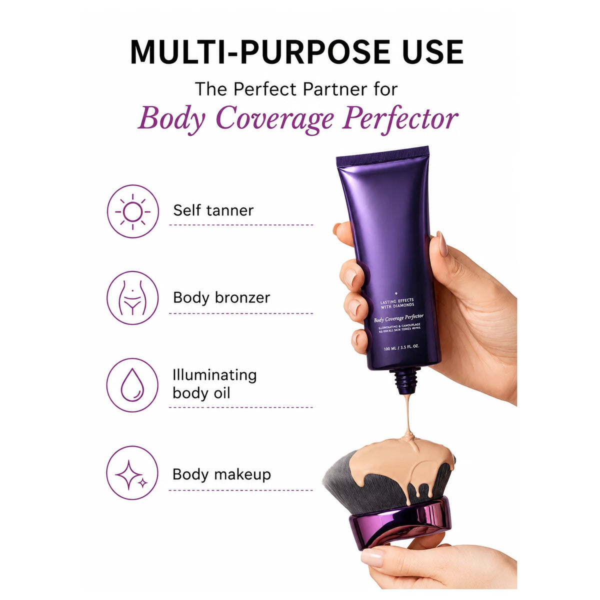 1pc U-Shaped Body Makeup Brush, Large Dense Soft Synthetic Bristles for Self Tanner, Body Foundation, Bronzer & Lotion Blending, Quake