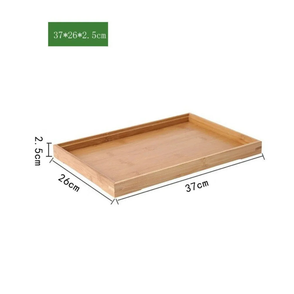 New Rectangular Storage Tray household Solid Wood Tea Tray Bamboo Water Cup Plate Home Living Room Quake 37-26-2.5cm