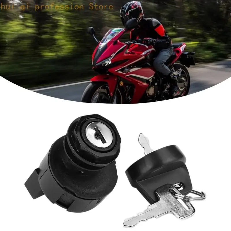 Start Lock Assembly 6 Pin 3 Position for Listed Vehicle Models, Starter Lock Set with Two Keys for UTV Motorcycle H8WE Quake