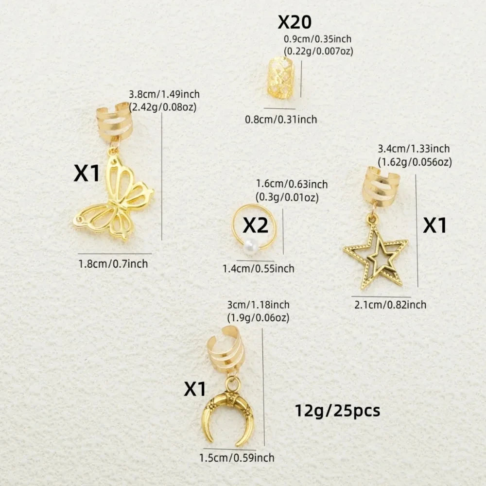 25 Pieces of Pearl Antique Dirty Braided Hair Rings Hair Care & Styling Tools & Accessories Braiders Quake