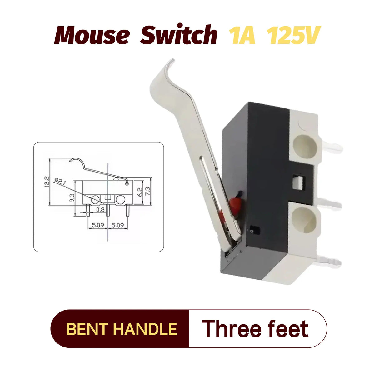 20/100/1000Pcs Micro Limit Switch Momentary Push Button Switch 1A 125V 3Pins SPDT Mouse Switch Quake BENT HANDLE 1000PCS