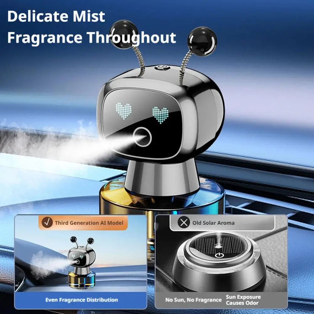 Smart Car Air Freshener AI Rechargeable Car Aroma Diffuser Smart eyes 4 Levels of Adjustable Intelligent Car Diffuser Gift Quake