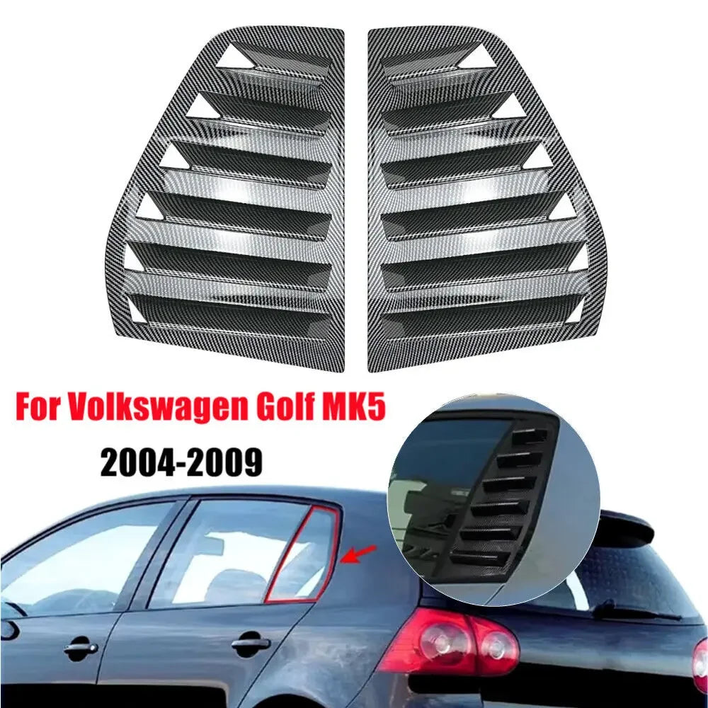 For VW Golf MK5 2004-2008 GTI R32 Car Rear Louver Window Side Shutter Cover Trim Sticker Vent Scoop ABS Carbon Fiber Accessories Quake