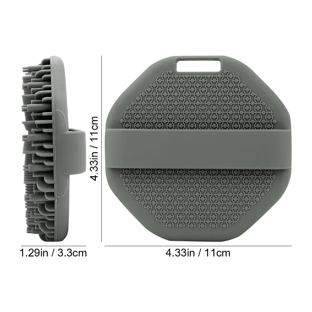 vvocci Soft Silicone Body Scrubber with Ergonomic Handle – Portable Shower Massage Brush for Exfoliating & Cleaning Quake