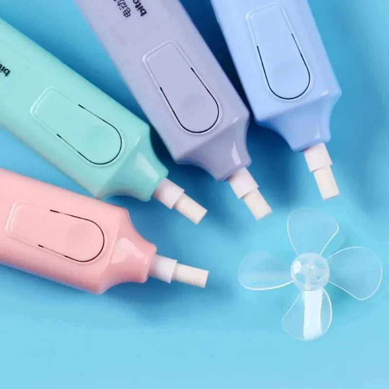 Electric Eraser with Fan Blades & Refills Low Rubber Debris Traceless Automatic Eraser Set Labor-saving Core Replacement Quake