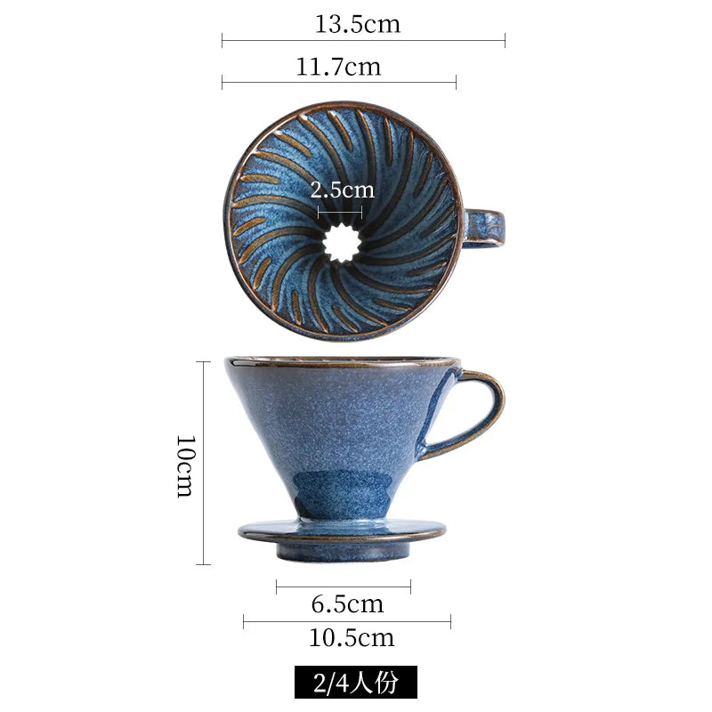 YWDL Ceramic Coffee Filter Cup Reusable Filters Coffee Maker V Style Funnel Dripper Filter Cup Coffee Accessories Quake L