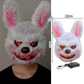Halloween Plush Luminous Mask Terror Rabbit Bear LED Luminous Mask Plush Rabbit Halloween Party Cosplay Mask Party Photo Prop Quake Pink Rabbit