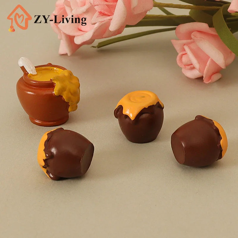 3Pcs 1/12 Dollhouse Simulation Honey Jar Set Dollhouse Miniature Kitchen Food Decoration Dolls House Accessories Quake