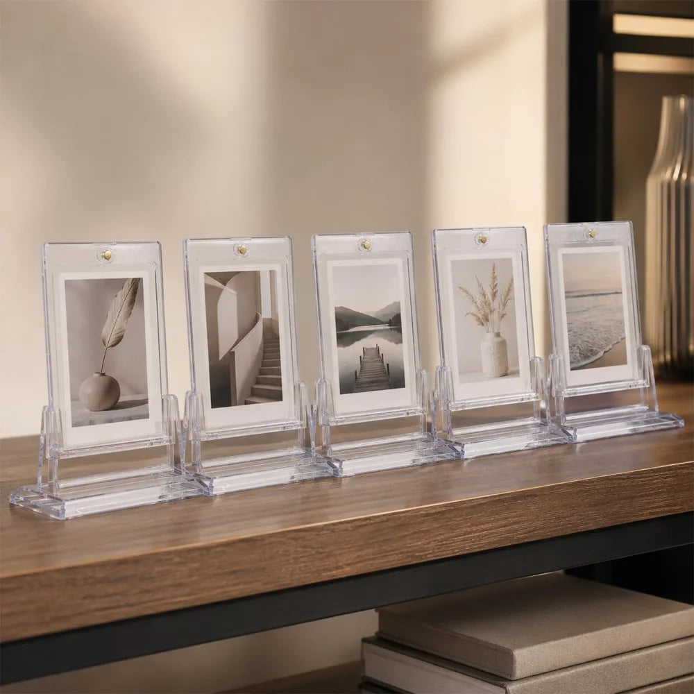 35PT Magnetic Card Holder Set Transparent Display Case for Baseball Card Trading Cards Hard Acrylic Protector Decorative Shelves Quake