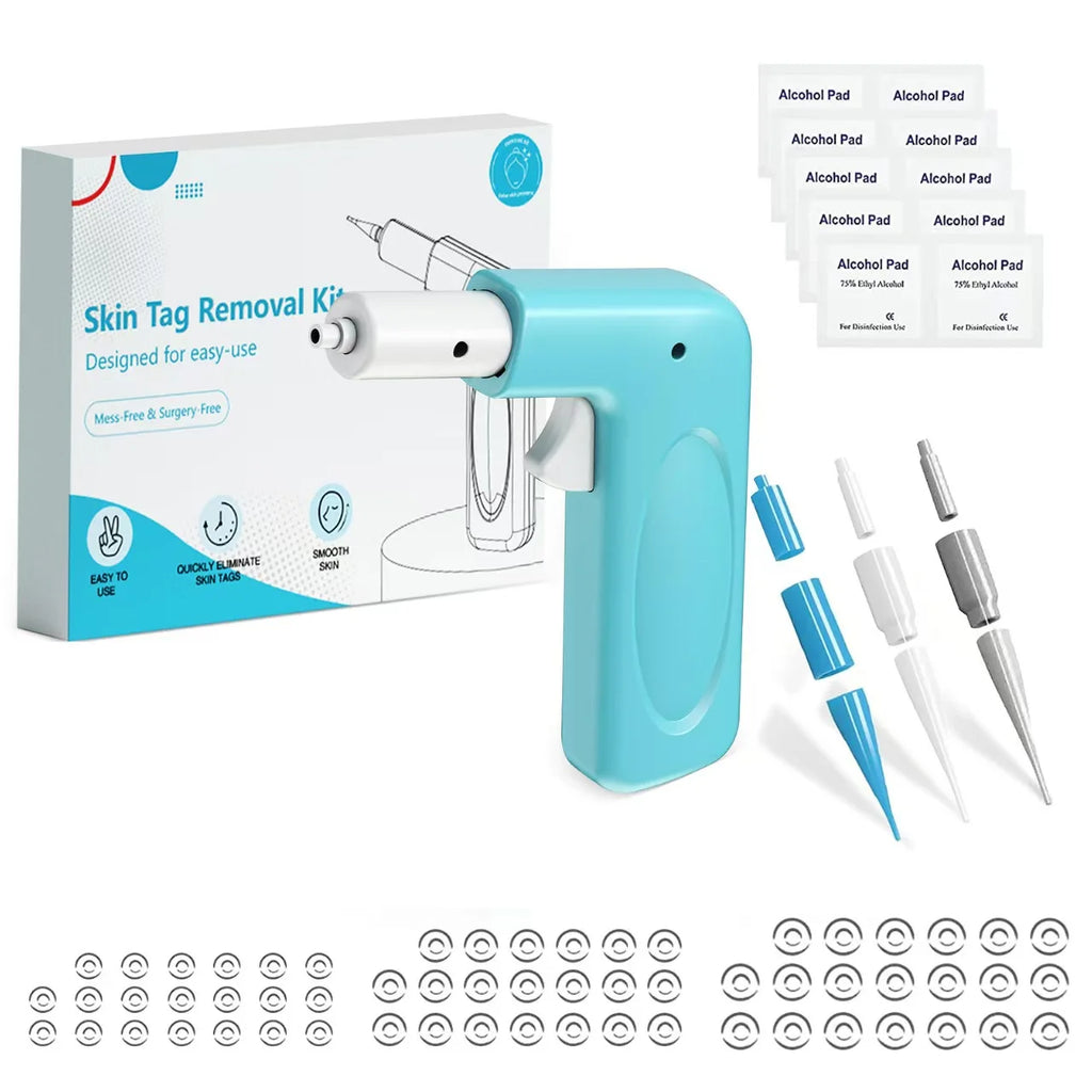 3 In 1 Auto Skin Tag Removal Kit Painless Mole Wart Remover Equipment Micro Skin Tag Treatment Tool Easy To Clean Skin Care Tool Quake Blue