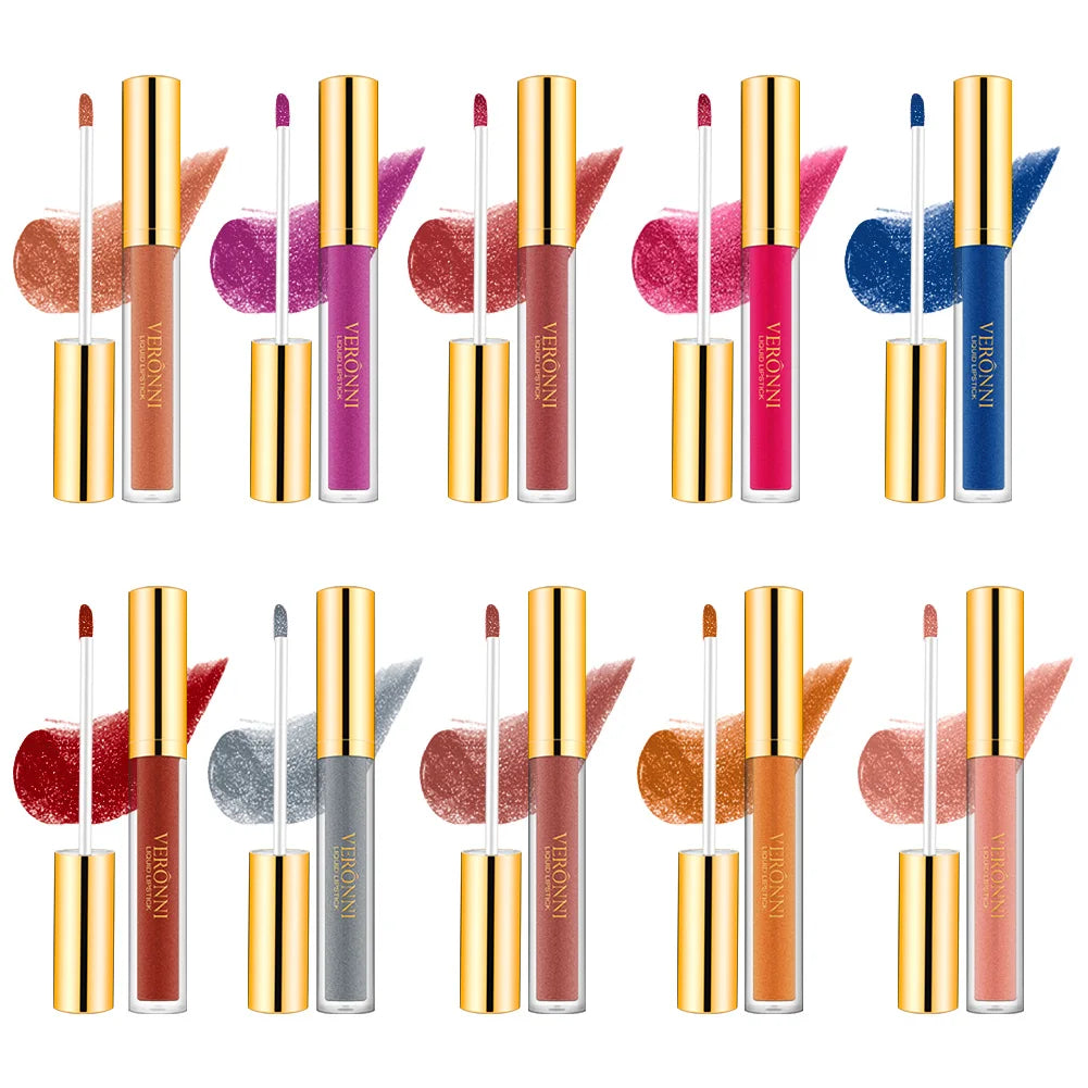 10 Colors Diamond Shimmer Glitter Lip Gloss Waterproof Matte Glitter Liquid Lipstick Diamond Pearl Colour Lip Gloss Sexy Make Up Quake