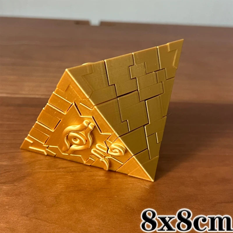 New Hot Yu-Gi-Oh Millennium Puzzle Gold Sarcophagus 3D Printed Desktop Decor Card Storage Box Creative Gift Toy for Anime Fans Quake about 8x8cm