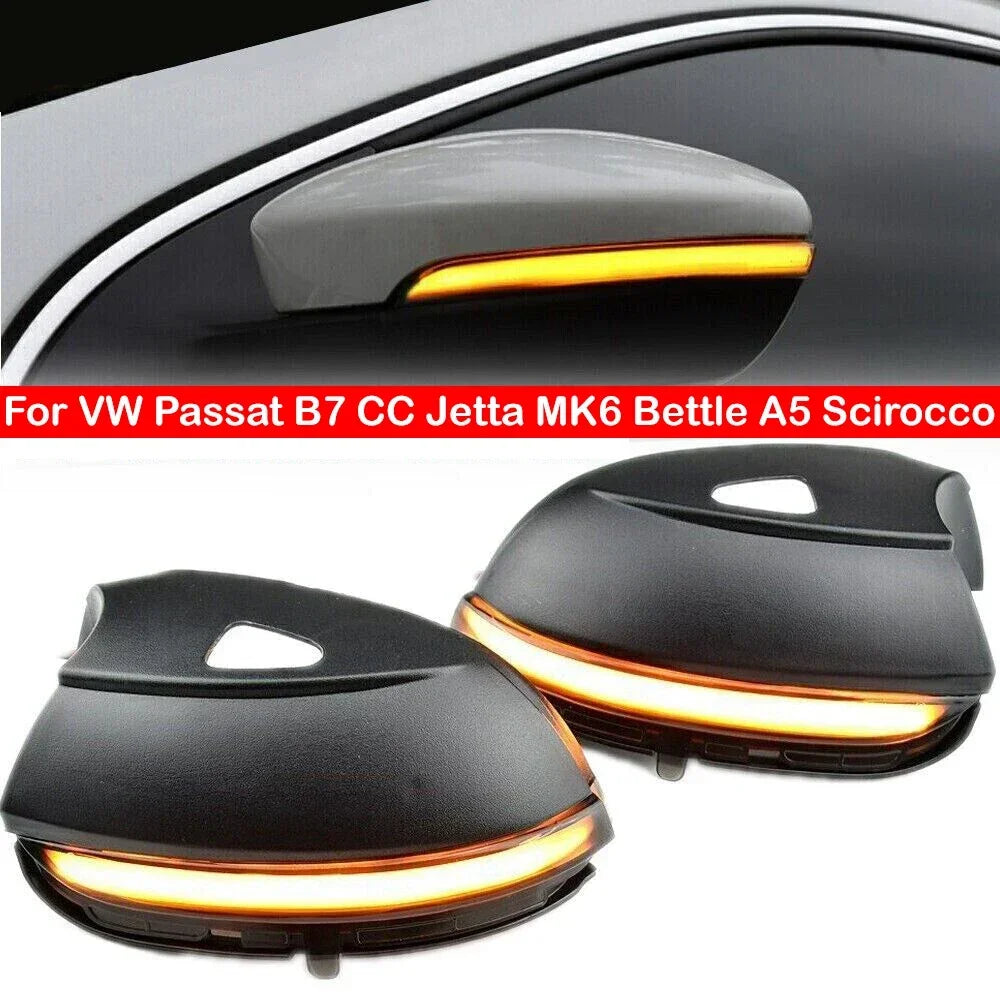 For VW Passat B7 CC Jetta MK6 Bettle A5 Scirocco Car Dynamic LED Turn Signal Light Side Mirror Sequential Parking Lamp Blinker Quake