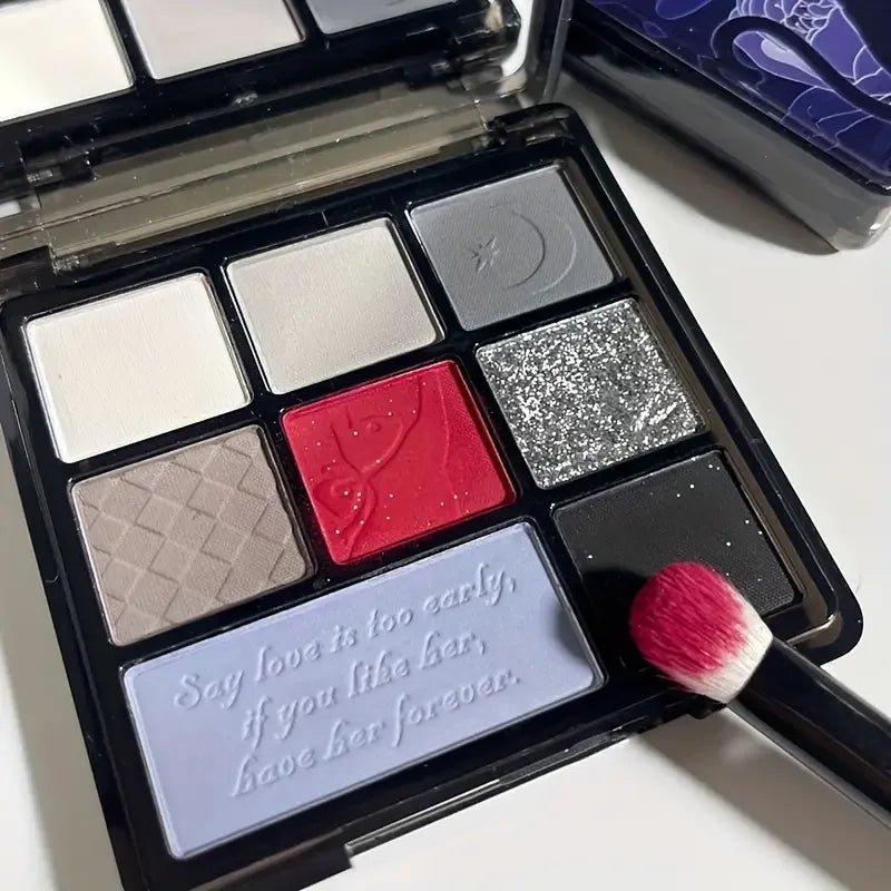 Dark Retro Eyeshadow Palette, Rich Color Wild rose Eyeshadow, Matte Pearl Gothic Black and Red Contrast Smoky Eyeshadow Palette Quake