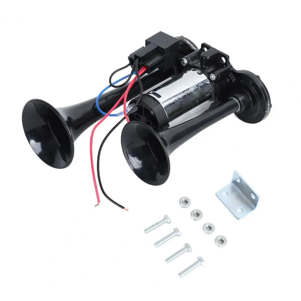 Truck Horn Powerful Truck Train Horn Kit with Dual Trumpets Compressor for Universal Installation Super Loud Air for Vehicles Quake Black Silver 2 China