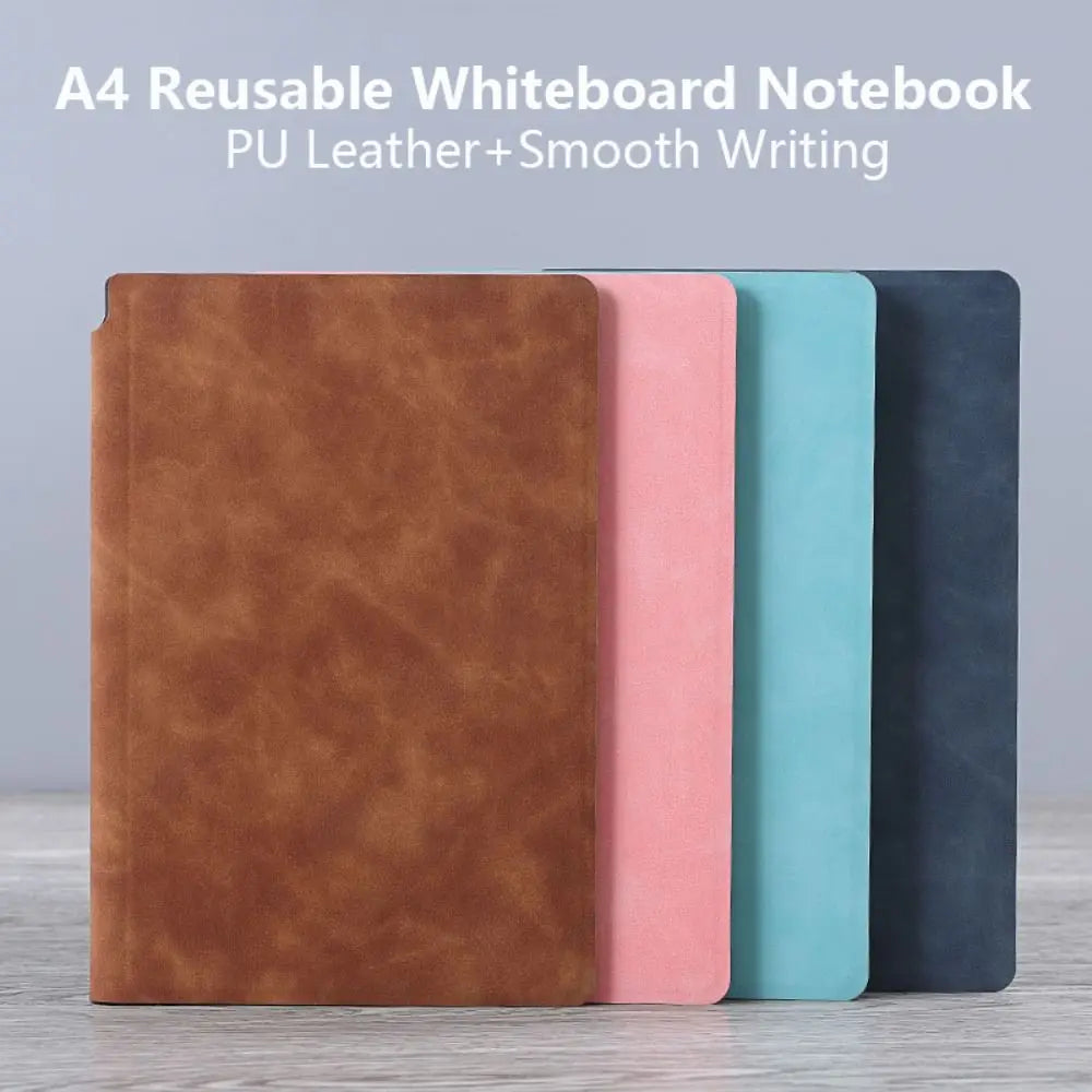 Reusable A4 Whiteboard Notebook With Whiteboard Pen Leather Erasable Whiteboard Draft With Erasing Cloth Stationery Quake