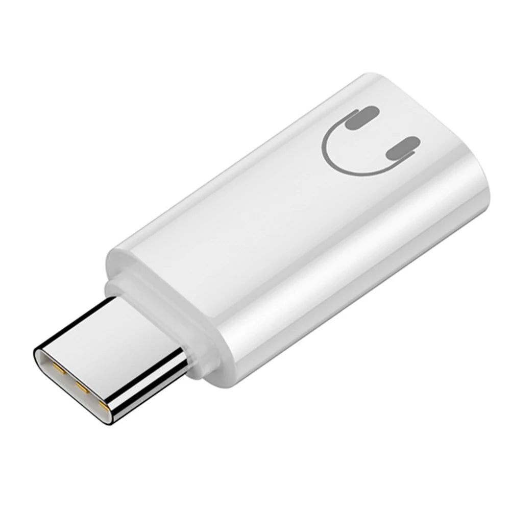 Compact Lightweight Type C Adapter for Phones Tablets and Laptops Supporting Earphone Music Call Gaming Data Transmission Quake WHITE