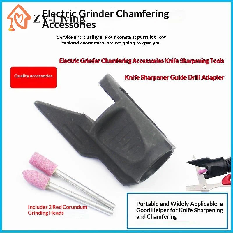 Electric Grinder Chamfer Adapter Tool Kit Corundum Grinding Head Sharpener Accessory For Metal Polishing Deburring Quake