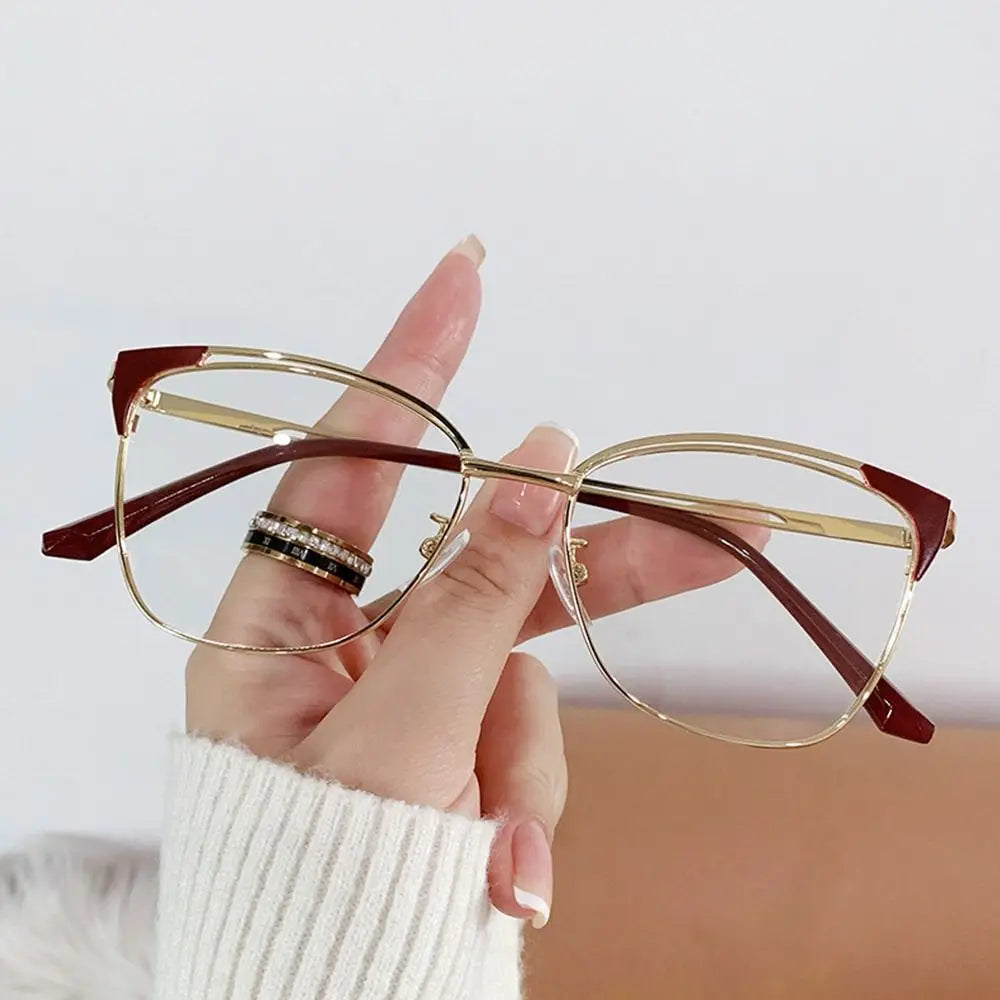 Trendy Office Anti Blue Light Glasses Women Fashion Retro Cat Eye Optical Eyeglasses Blue Rays Blocking Eye Protection Eyewear Quake Red