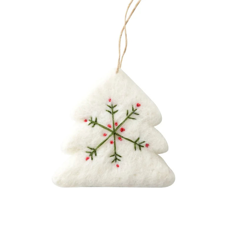1pc Christmas Decoration Wool Felt Snowflake Mini Christmas Tree Pendant Christmas Ornament Quake