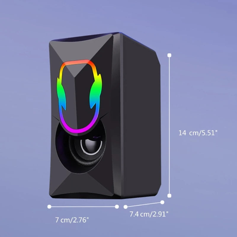 USB Speaker 3.5mm Port Desktop Stereoed Sound Music RGB Light Game Loudspeaker Sound Bar for PC Computer Laptops K1KF Quake