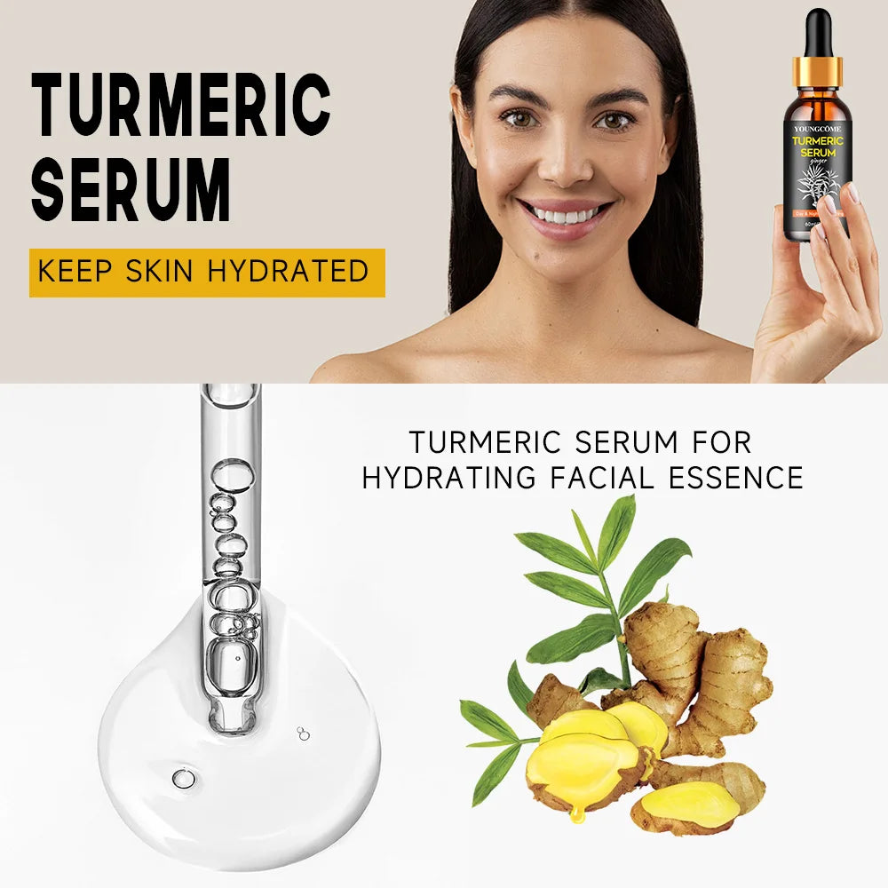 Turmeric Freckle Wrinkle Remover Face Serum Lifting Firm Fade Fine Lines Anti-aging Essence Whitening Brighten Nourish Skin Care Quake