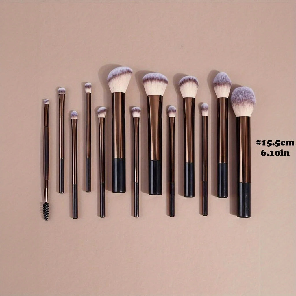 15Pcs Professional Makeup Brushes Set Soft Synthetic Hair Foundation Powder Blush Contour Eyeshadow Eyebrow Brush with PU Storag Quake