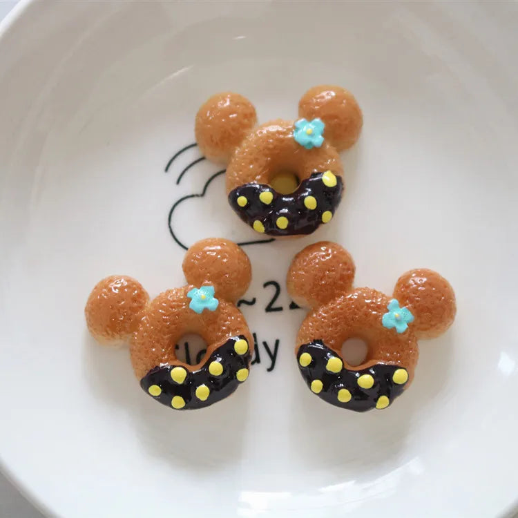 20pcs Resin Chocolate Mouse Head Doughnut Cabochon Cakes Flatback Stone Figurines Scrapbook DIY Craft Home Decor Accessories Quake chocolate