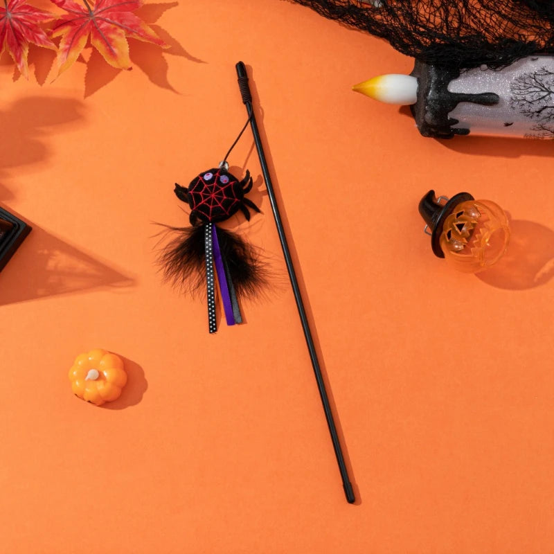 Cat Toy Funny Cat Stick Halloween Pet Toy Pumpkin Ghost Spider Cat Toy Creative Interactive Indoor Toy Gift Pet Holiday Supplies Quake