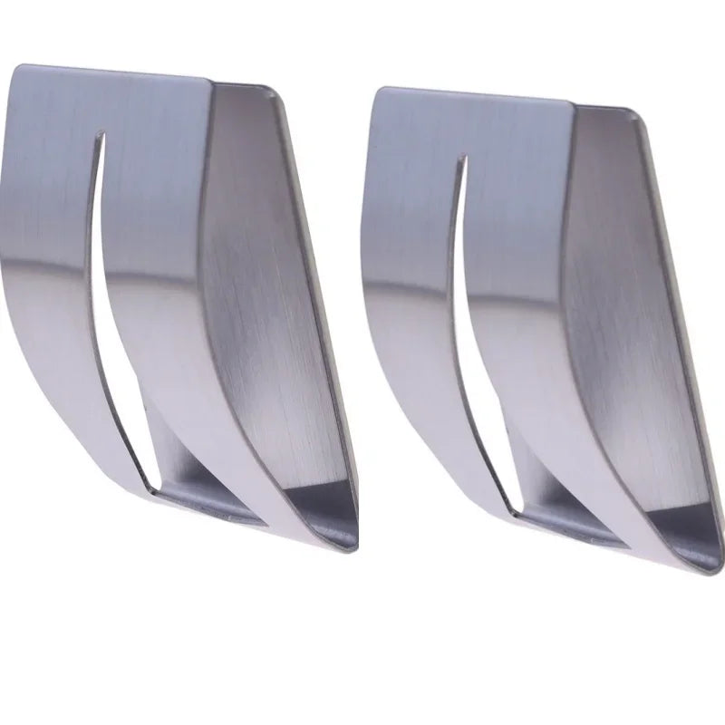 1PC Stainless Steel Towel Holder Hook Self Adhesive Clip Bathroom Cloth Hanger Household Wall Mounted Towel Rack Storage Quake 2pcs silver
