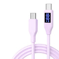 Double Type C Fast Charging Cable With LED Display 60W Power Delivery USB 2.0 Data Transfer Silicone Cord For Phones K1KF Quake lavender CN