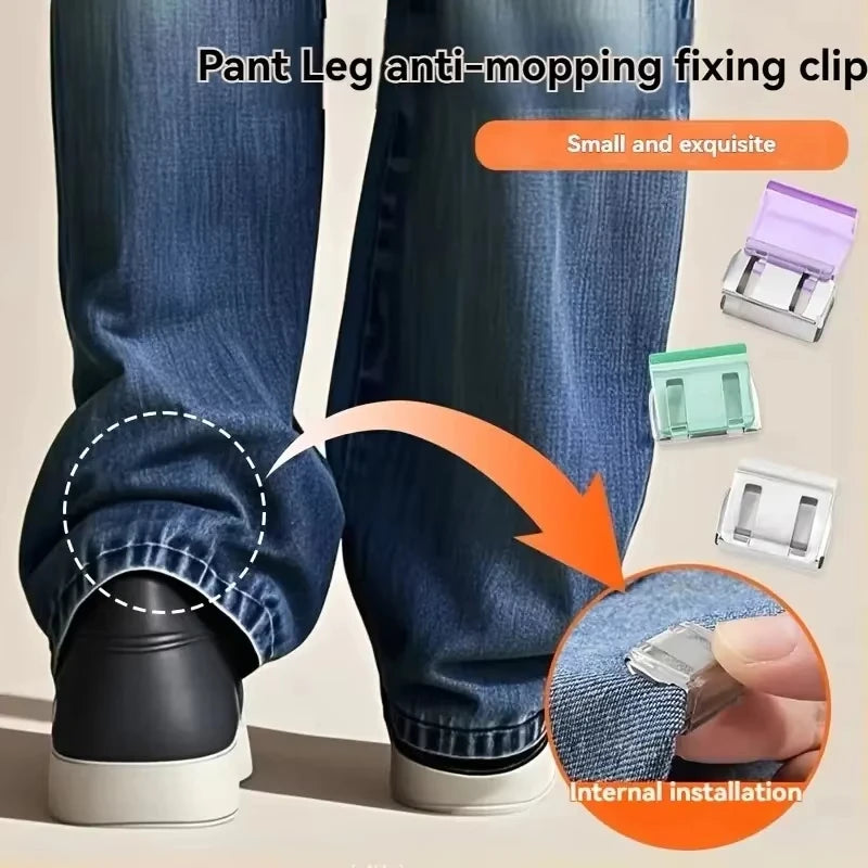 4PCS Clothing Clips Multi Function Pants Clips Leg Straps Clips Holder Clothing Pin for Clothes Long Pants Legs Sleeves Quake
