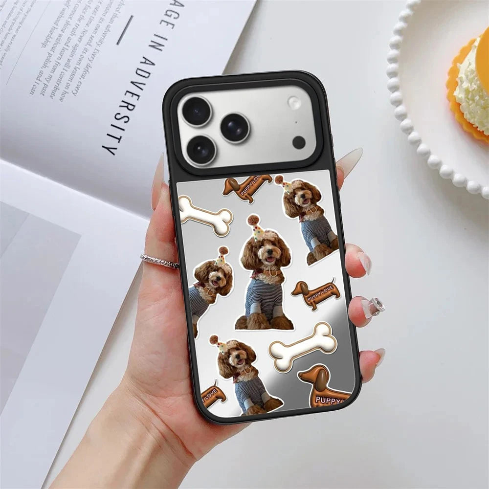 Am I Cute Puppy Mirror Surface Magnetic Phone Case Cover for IPhone 12 13 14 15 16 17 18 Pro Max Case Quake