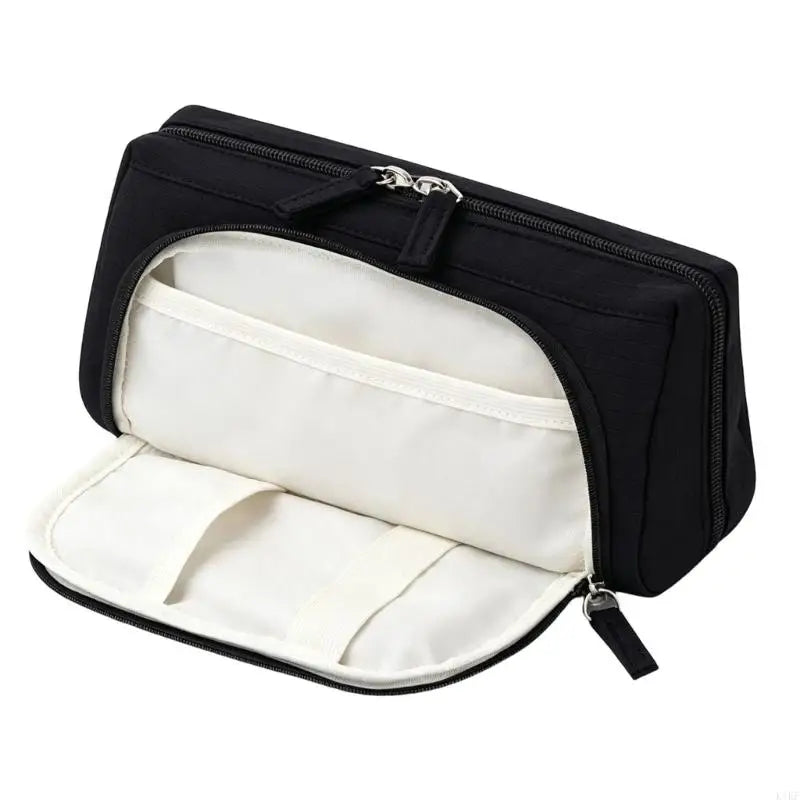 Multi Compartment Pencil Case with Visible Interior Pocket and Sectioned Storage for School, Office, Drawing, and K1KF Quake Black CN