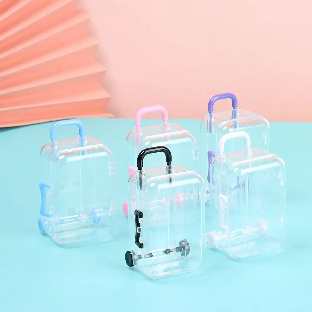 Fashion Plastic Mini Suitcase for Dolls Miniature Toys Trunk Dollhouse Decoration Lovely Small Clutch Jewellery Box Doll Handbag Quake