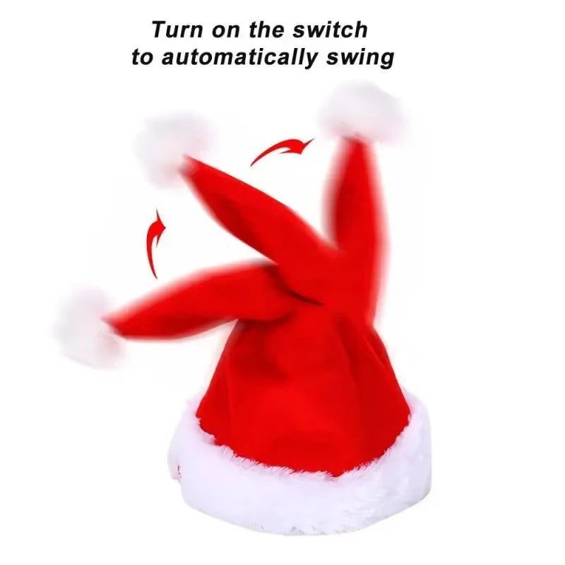 Merry Christmas adjustable LED Lights High-end Plush Children Adult Santa Hat Christmas Decorations Christmas Supplies LuminousS Quake