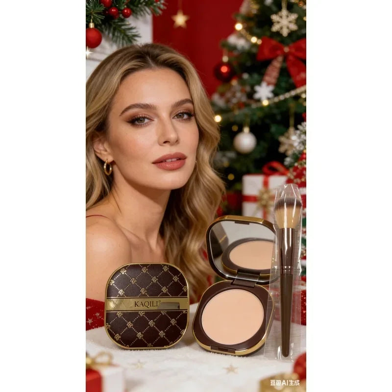 KAQIAI High Definition Double Layer Powder: Concealer, Contour, Wet & Dry, Hydrating, Long-Lasting Makeup Setting Powder Quake
