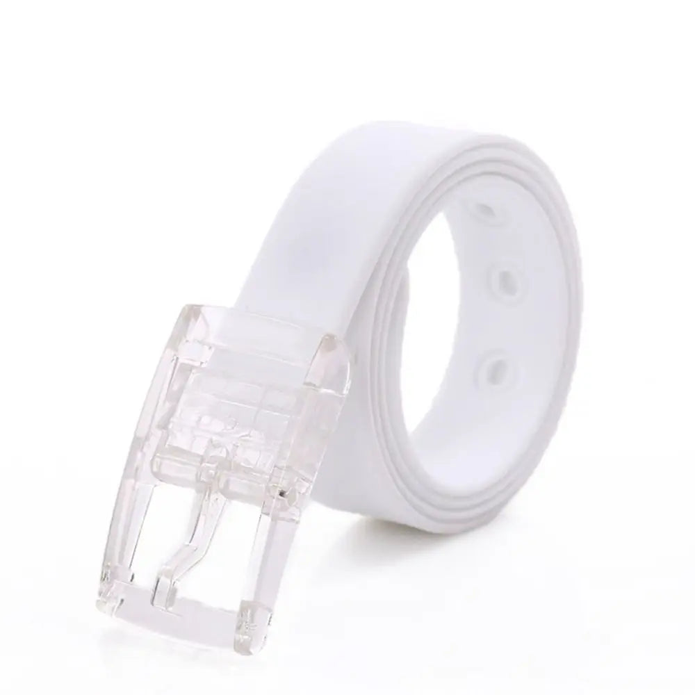 Fashion Luxury Brand Design Silicone Belt Couple Casual Square Pin Buckle Belt Metal Free Waistbands Quake white