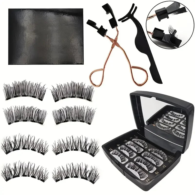 Easy-to-Apply Magnetic False Eyelashes Set:Reusable,No Glue Required-Natural Curl and Volume, Comfortable and Safe for Beginners Quake