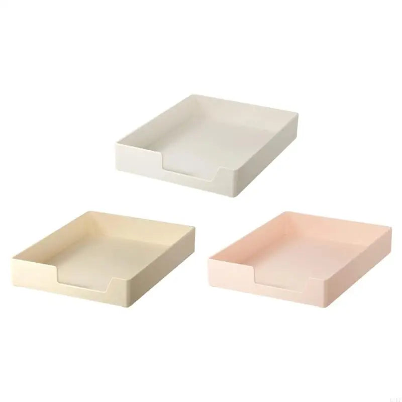 File Paper Storage Organizers Tray, Stackable Open Front Plastic File Holders for Home Office Desks and Study Supplies K1KF Quake