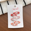 Girls Floral Liu Seaside Clip Hairpin Children's Color Polka Dot Small Bb Clip Baby Cute Hairpin Quake 3-Red grid