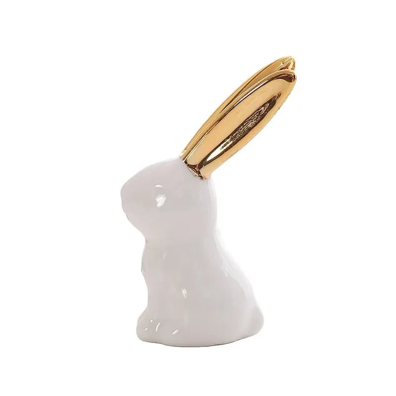 1pc Ceramic ornament Easter bunny creative cute Nordic decoration electroplated decoration handicraft Quake