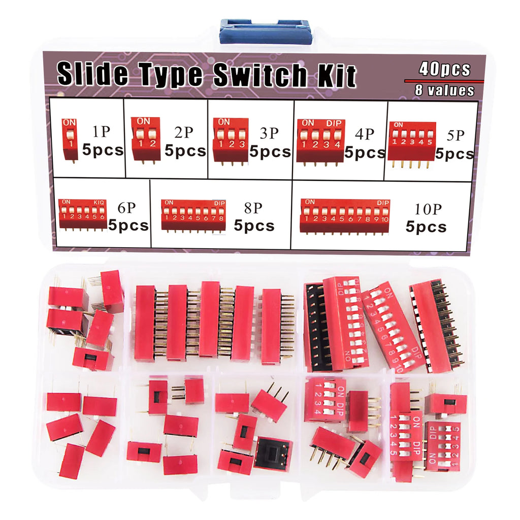 Slide Type Switch Kit Double Row Dip Switches Module 2.54mm 1 - 12 Position For Circuit Breadboards Quake