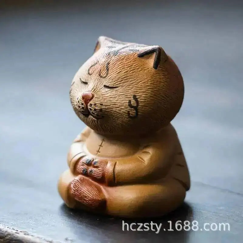 Zisha Tea Pet Tiger Meditating Tiger Handmade Cute Tiger Knocking Hair Ornament Cultivated Tea Play Decoration Tea Чаепитие Quake