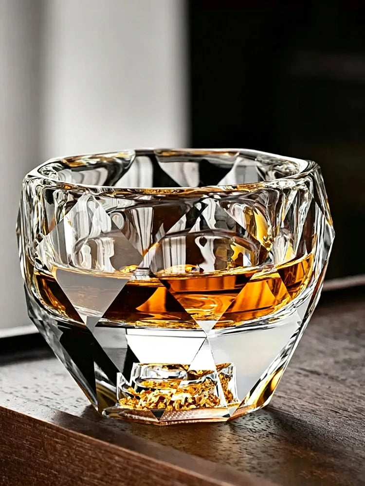 50ml Diamond Cut Crystal Shot Glass Set Shaojiu Cup Luxury Whiskey Tasting Cup Lead-Free Glass Tumbler For Liquor Tequila Vodka Quake