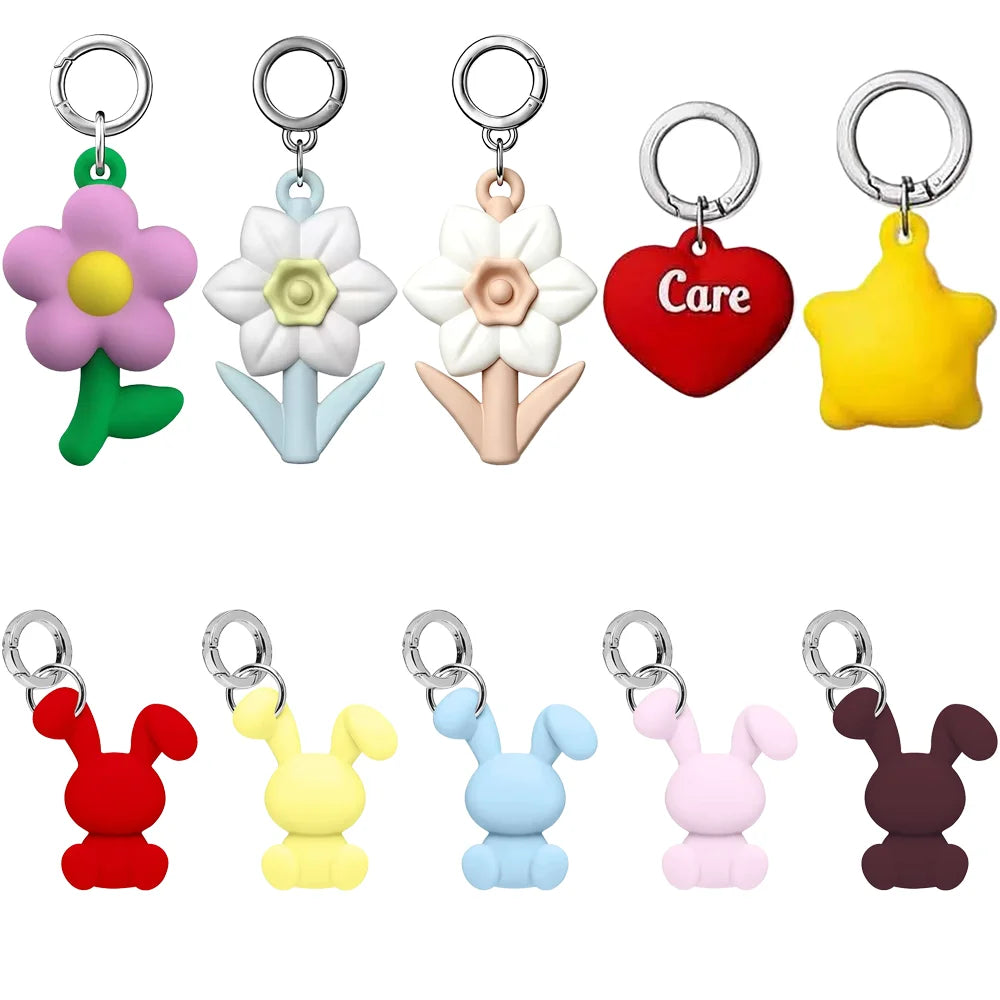 Heart Rabbit Flower Key Ring Pendants Phone Charm Accessories for Galaxy for IPhone 12 13 14 15 16 17 18 Pro Max Case Quake