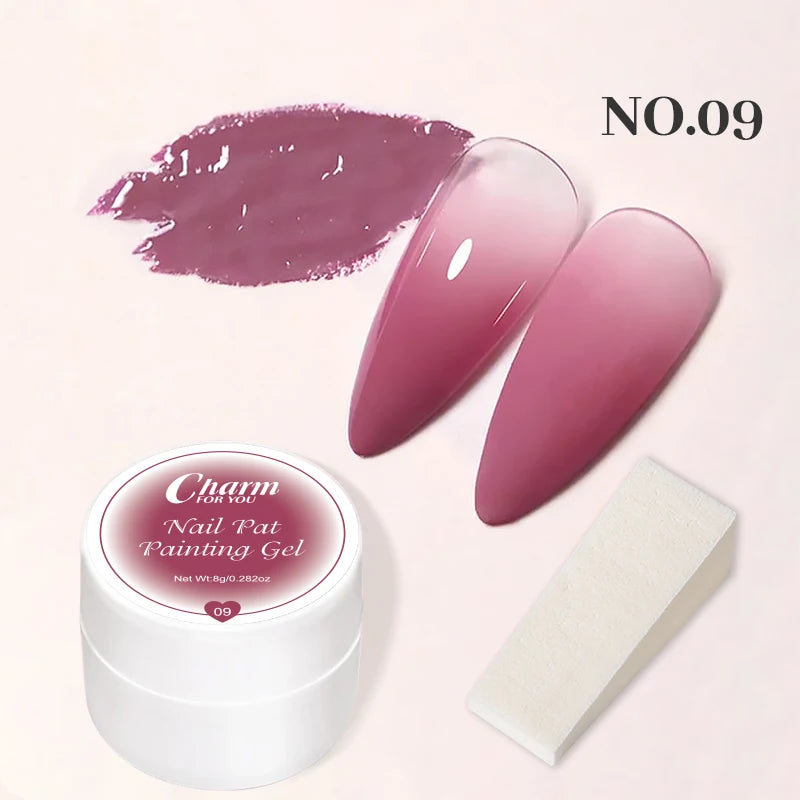 20 Colors Pat Painting Gel,Gel Nail Polish,Soak Off UV LED Gel Polish,Gel Paint For Nail Art Drawing Gel Nail For Art Design Quake 009 and sponge