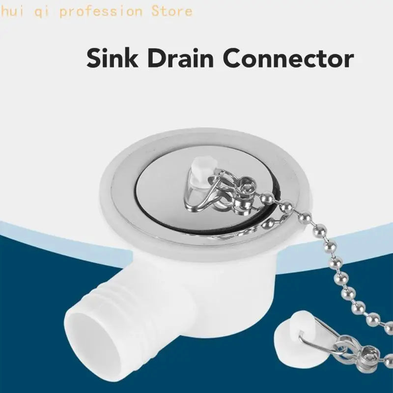 Trailer Boat Sink Drain Assembly with Angled Side Outlet, Plastic Body and Stainless Trim, Drain Cap Chain Set for Mobile H8WE Quake