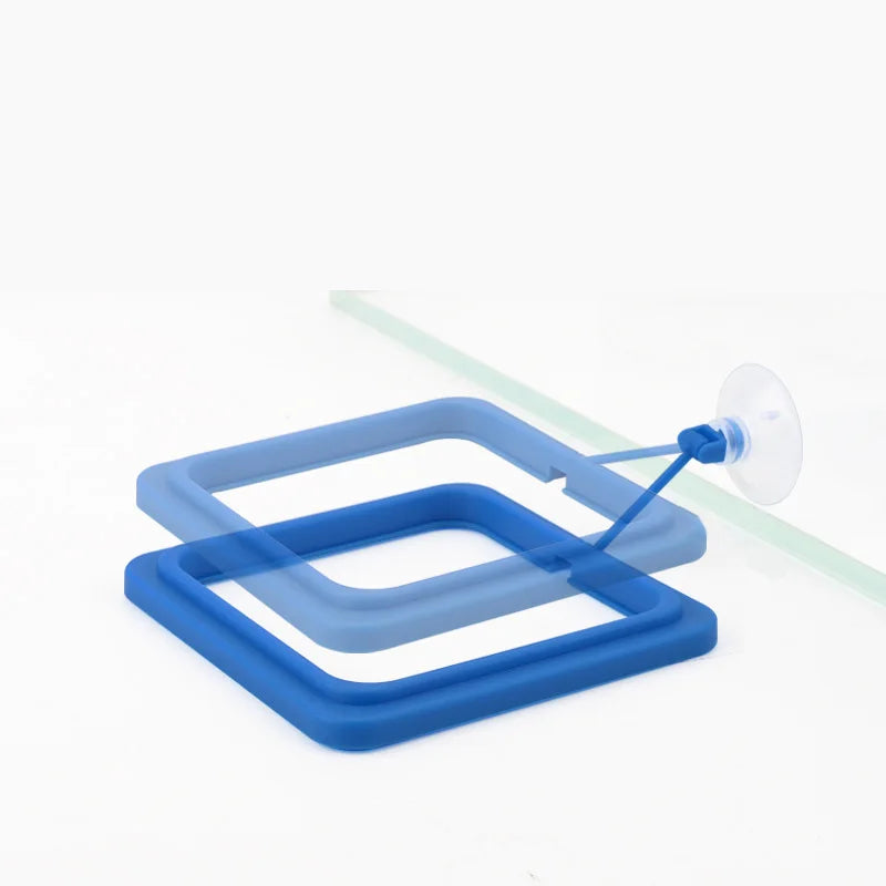 Floating Fish Food Feeder Ring - Square Circle Aquarium Station with Suction Cup, Easy Food Dispenser, Space-Saving Design Quake