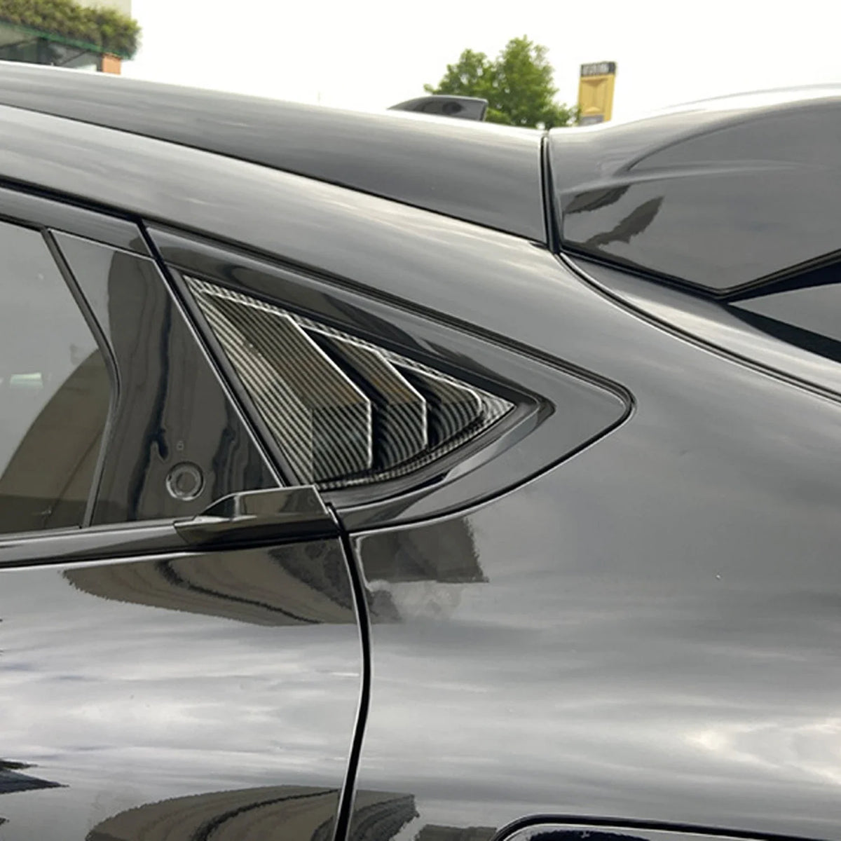 For Mustang Mach-E Mach E 2021 2022 Car Rear Louver Window Side Shutter Cover Trim Sticker Vent Scoop ABS Carbon Fiber Style Quake